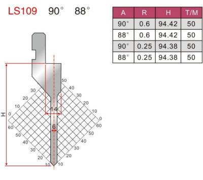 China LS109 90 Degree Amada Press Brake Straight Punch For Sheet Metal Bending for sale