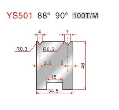 中国 YS501 CNC プレスブレーキ 2V 液圧屈曲機械用切片プレスブレーキツール 販売のため