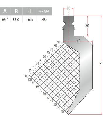 China Schlagpressbremswerkzeuge mit einer Breite von 57 mm zu verkaufen