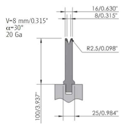 China Aanpassing V-drukrem V-buigmachine vorm Single V-die Te koop