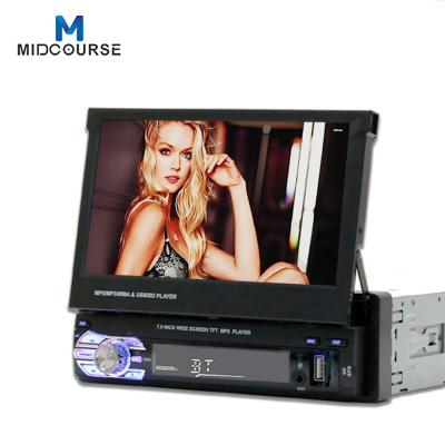 China 1 DIN Single Stereo 7 Inch Retractable Car Audio Radio FM AM USB BT Touch Screen Stereo Visual DVD Player for sale