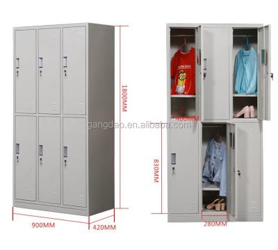 China metal 6 door locker with hanger and mirror shelf GD for sale