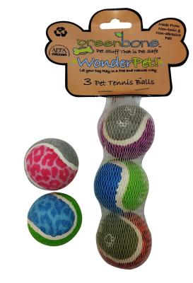 China 2 Pack Paws N Claws Multi Color Tennis Balls Fetch Dog Toy Proceeds Animal Aid for sale