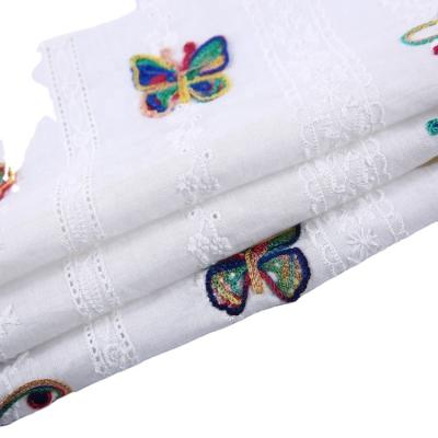 中国 White butterfly woven plain style custom embroidery cotton fabric for wedding dresses 販売のため