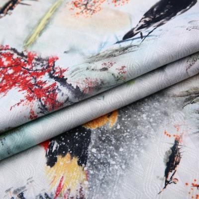 China Fast delivery landscape design georgette digital wholesale printed rayon fabric for shirts for sale