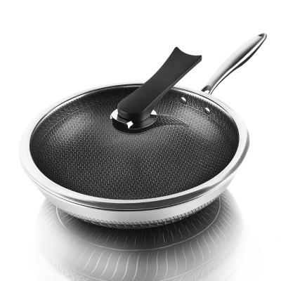 China Cm 316 430 High Quality Black Stainless Steel 32 Handle Inner Outer Frying Pan for sale