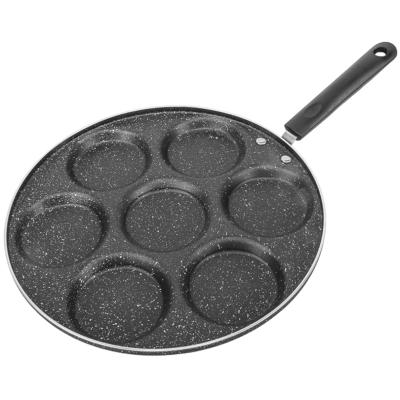 China New Style Minimalist Professional 7 Holes Aluminum Stick Pan Non Cooking Frying Pan For Eggs for sale