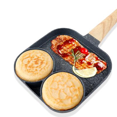 China Fried Egg Pot Pan Kitchen Cooking Pot Omelette Nonstick Aluminum Flat Bottom 4 Hole Medical Stone Pan for sale