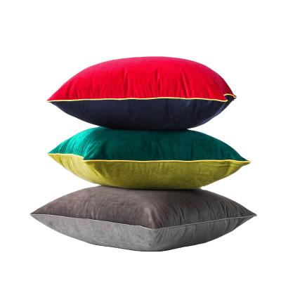 China 2021 Nordic Soft Anti-pull 45*45 Square Green Velvet Couch Pillow Case Covers Zippers For Decorative Couch for sale