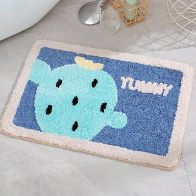 China Wholesale Manufacture Washable Shaggy Printed Aniaml Fluffy Carpets And Blankets Flocking Bathroom Door Mat for sale