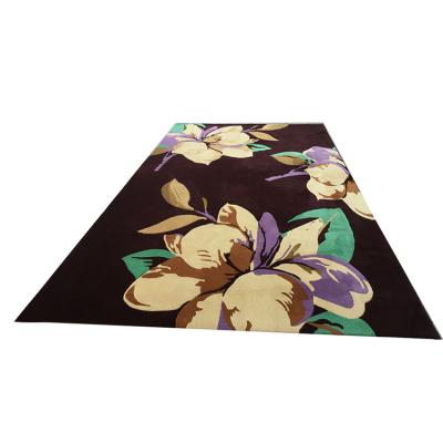 China Modern Luxury Design Fancy Flowers Geometric Pattern Wool New Zealand Hand Tufted Rugs And Blankets For Living Room for sale