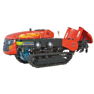 China Farm Work Machinery Tractor Rotary Tiller and Farmer Crawler Tractor Remote Control Diesel Rotary Cultivator for sale