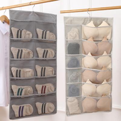 China Multi Use Pocket Over The Door Bag Shoe Hanging Bra Hooks Underwear Rack Hang Storage Organizer With Hook for sale