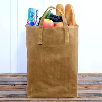 China Vintage Fashion 18 Fabric Super Strong Handbag Eco-Friendly Double Reusable Shopping Bag Waxed Canvas Tote Bag for sale