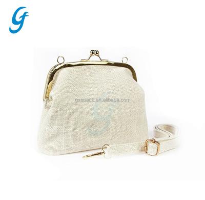 China Wholesale Recyclable Logo Printed Evening Jute Clutch Bag Women Coin Purse Bag for sale