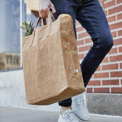 China Custom Promotion Eco Friendly Durable Waterproof Fashion Untearable Wax Canvas Shopping Bag Tote Handbag for sale