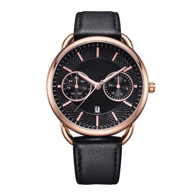 China Custom Water Resistant Fashion Design Logo Leather Strap Chronograph Men Watch for sale