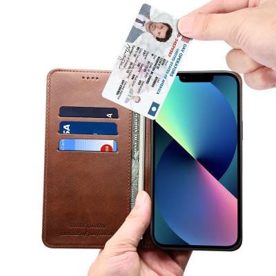 China Protector Cover SUTENI PU Flip Leather Phone Case For iPhone 13 Pro Max Mobile Phone Case Bank Card Phone Case For iPhone 6/7/8/X/11/ 12 for sale