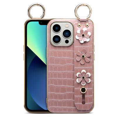 China Pink Leather PU Phone Case Fashion Wrist Band Mobile Phone Case Cover SUTENI Amazon Products Protector For iphone 13 pro case 13 max mini for sale