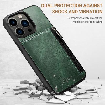 China Protector Cover SUTENI Call Phone Card Slot Zipper Pouch For Iphone 13 Pro Max Mobile Phone Case Bank Card PU Leather Products Amazon Phone Case for sale