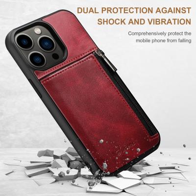 China Protector Cover SUTENI Call Phone Card Slot Zipper Pouch For iPhone 13/12 Card Bank Pro Mobile Phone Case Amazon PU Leather Product Phone Case for sale