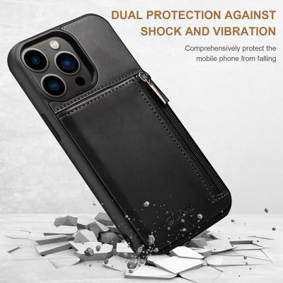 China Protector Cover SUTENI Call Phone Card Slot Zipper Pouch For Iphone 13 Pro Max Mobile Phone Case Bank PU Leather Card Holder Phone Case for sale