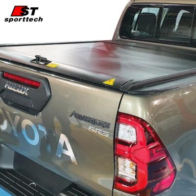 China Waterproof Manual Aluminum Roll Up Tonneau Cover Retractable Truck Bed Cover For Toyota Hilux Adventure /Trd/Vigo/Rocco/Revo 2021-2022 for sale