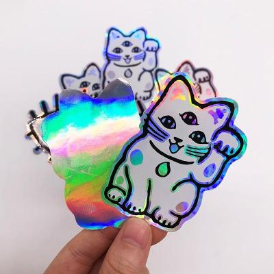 China Waterproof Custom Logo Rainbow Effect Hologram Sticker Label Made Label Holographic Sticker for sale