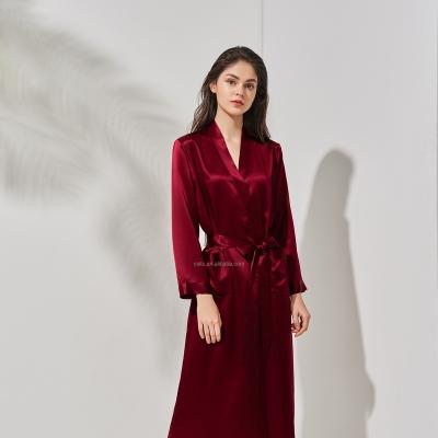 China Luxury 100% QUICK DRY 22MM Mulberry Silk Women Night Robe With Belt For Ladies Long Sleeve Silk Bathrobe Robe for sale