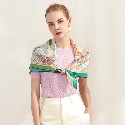 China Hot Fantasy Flower Square Scarf 86*86CM Mulberry Silk Square Sales 100% Silk Scarves for sale