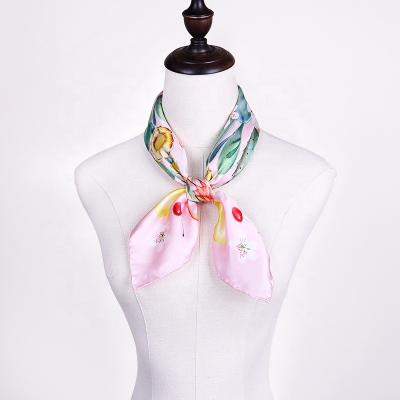 China 64X64CM Real Square Scarves 100% Silk Printed Square Neck Scarf Silk Female for sale