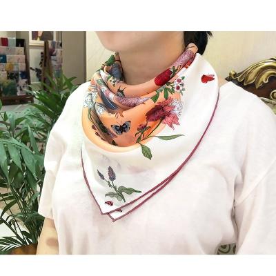 China Square Hot Sales Pure Silk Satin 64*64CM Lady Scarf Custom Printing for sale