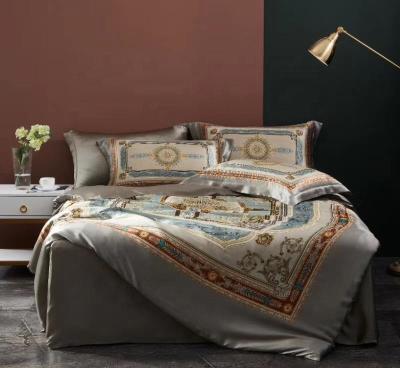 China Non-Toxic Luxury Oriental Elegant Printed Silk Bedding Set Silk Comforter Set for sale