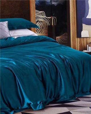 China Pure Silk Non-Toxic 100% Silk Bedding Duvet Cover Set 6a Oeko-Tex Sheets Satin Qualified Super Soft Smooth Blue for sale