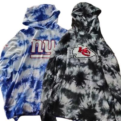 China French Terry Men Distressed Hoodie Stock High Street Cotton Anti-Wrinkle Tie Dye Pullover Custom Sweatshirt Hoodie For Sale Overruns for sale