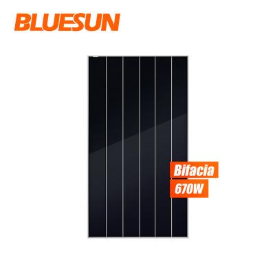 China Bluesun Power System New Arrival G12 Solar Panel 670w Felt Solar Panel Bifacial Power 650w 670w Solar Panel Price for sale