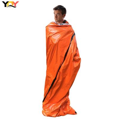 China Windproof With Bag Emergency Sleeping Bag Survival Foil Cover Survival Emergency Carry Outdoor Waterproof Sleeping Bag for sale