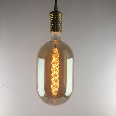 China Brass Color LED Lamp Oval Shape Edison Smoky LED Lamp 220V E27 4W Vintage Led Decorative Double Filament Edison Lamp for sale