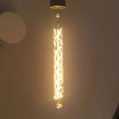 China Decorative T30 Edison bulb 220V E27 40W 60W vintage brass filament T28 300MM T8 edison carbon edison incandescent lamp for sale