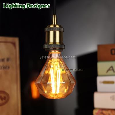 China Novelty LED Dimmable Amber Color 4W 220V/240V Edison Light Bulb Diamond Shape Glass Elegant Glass Bulb for sale