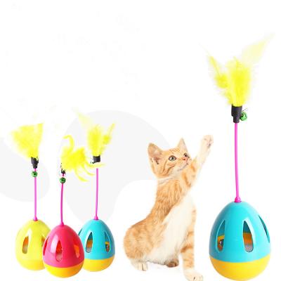 China New Viable Pet Cat Toy Feather Tumbler Plus Bell Lighter Cat Toy for sale