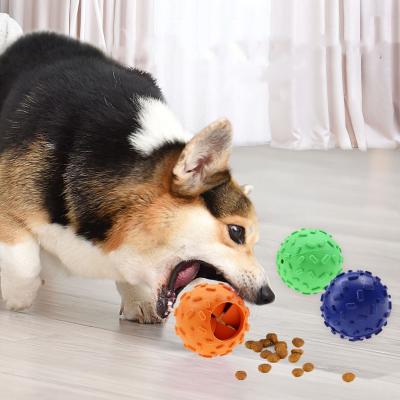 China Viable Pet Toy Puzzle Ball Throwing Super Soft Rubber Molar Teeth and Bite Resistant Toy Ball for sale