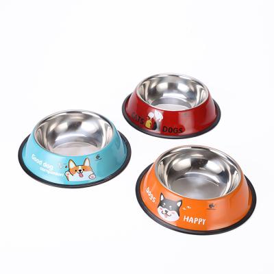 China Non-slip Feeding Bowl Viable Cat Cute Dog Stainless Steel Anti-Spill Water Bowls for sale