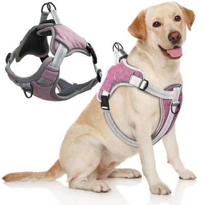 China Thoughtful Pet Harness Exit Rear Adjustable Chest Buckle Reflective Explosive Medium And Large Dog Leash for sale