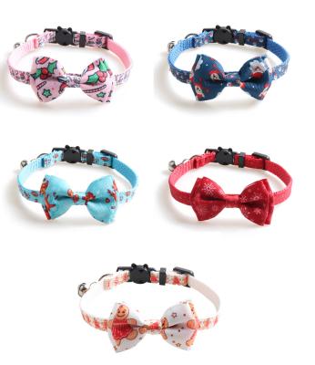 China Fast Version New Design Cat Tie Bowknot Pet Collar With Bell Collar New Product Pet Christmas Series Collar for sale