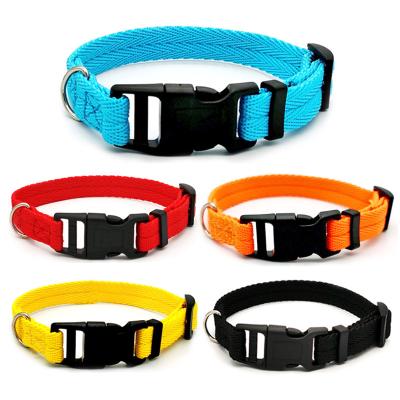 China Durable Adjustable Personalized Nylon Pet Collar Solid Color Anti-Run Collar For Large Dogs for sale