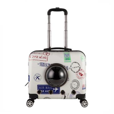 China Small Breathable Cartoon 18 Inch Pet Trolley Bag For Outing Easygoing Universal Pet Wheel Trolley Case for sale