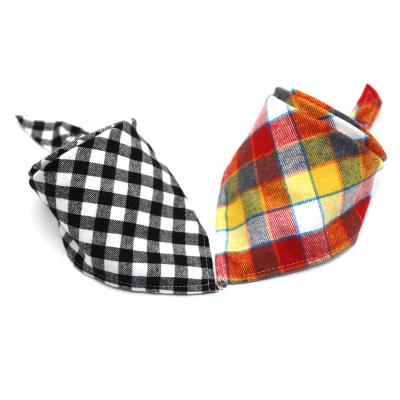 China Dog Bandanas Scottish Plaid Triangle Plaid Cotton Pet Flannel Dog Scarf Adjustable Thickened Adjustable Custom Bandana for sale