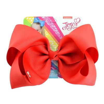 China Hair Decorations Girls Polyester Ribbon Bowknot Hairpins Solid Color Large Hair Grips Hanger For Kids Hair Clip OEM for sale