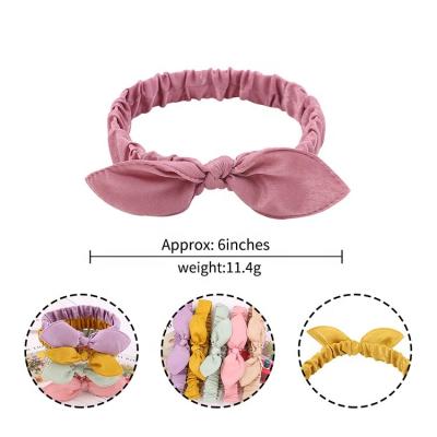 China Hair Ornaments Fashion Girls Fabric Bowknot Headbands Pure Color Bow With High Elastic Headband For Women for sale